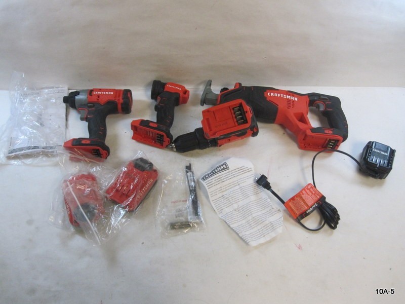 14Pcs Genuine CRAFTSMAN Tool Set Saw Drill Light Charger Bag 20V 2.0Ah Battery