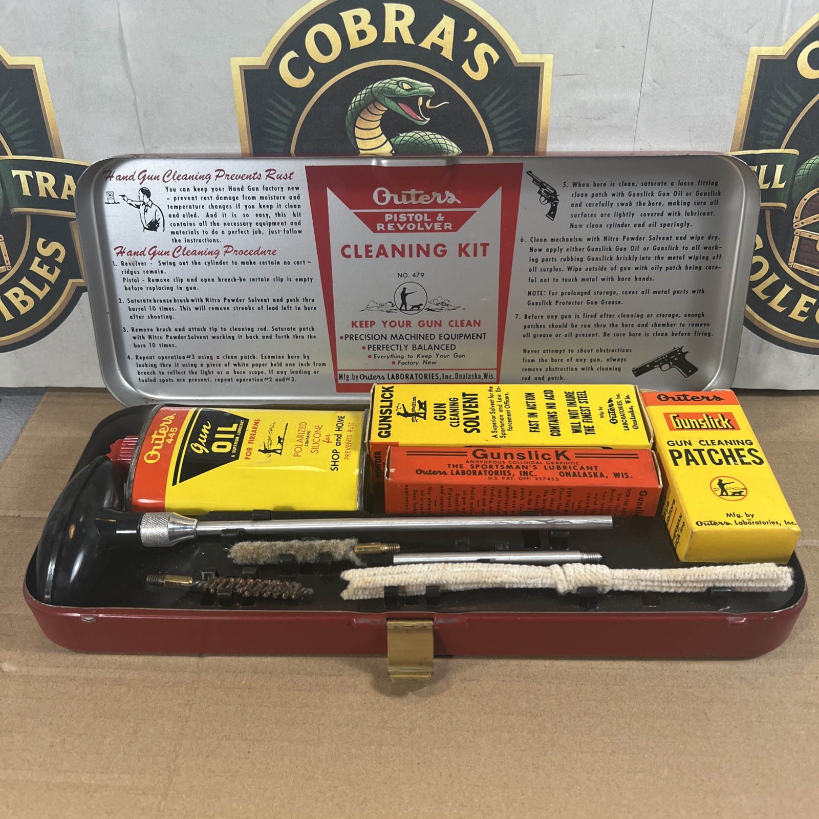 Vintage OUTERS Pistol & Revolver Cleaning KIT 479 Shooting Pistol Range HuntingR