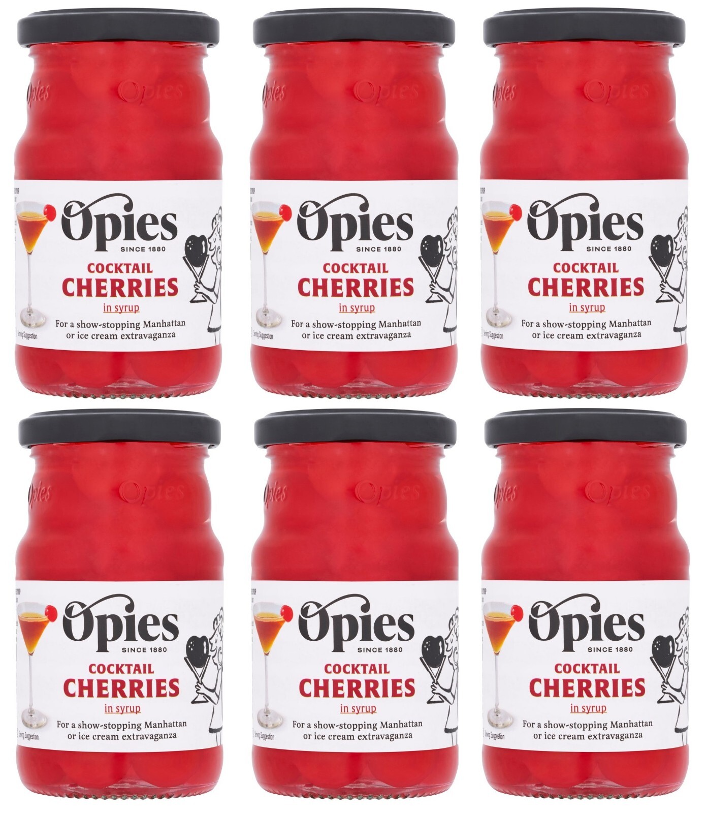 Opies Cocktail Cherries Maraschino 225g PACK OF 6