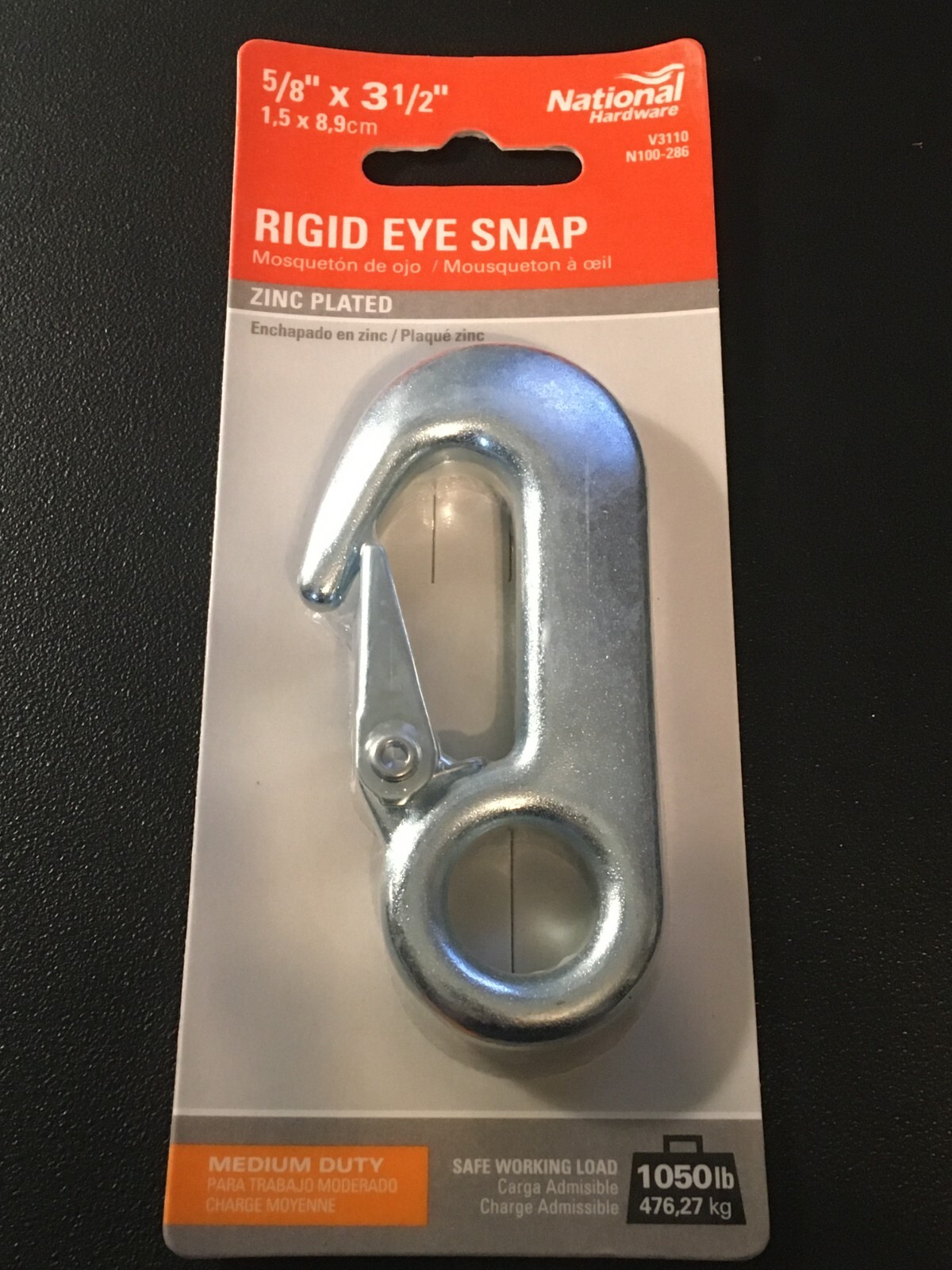 5/8 Inch 5/8” Rigid Eye Snap V3110 National Hardware N100-286 Zinc Plated Steel