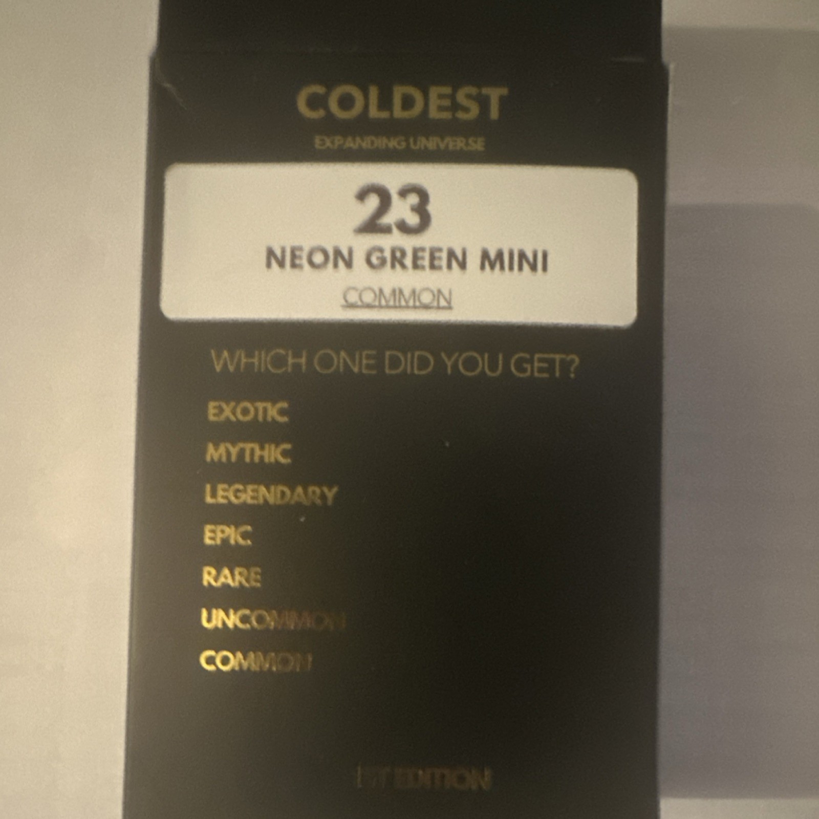 Coldest Mini Neon Green #23 Keychain Plastic 1st Edition Modern Era