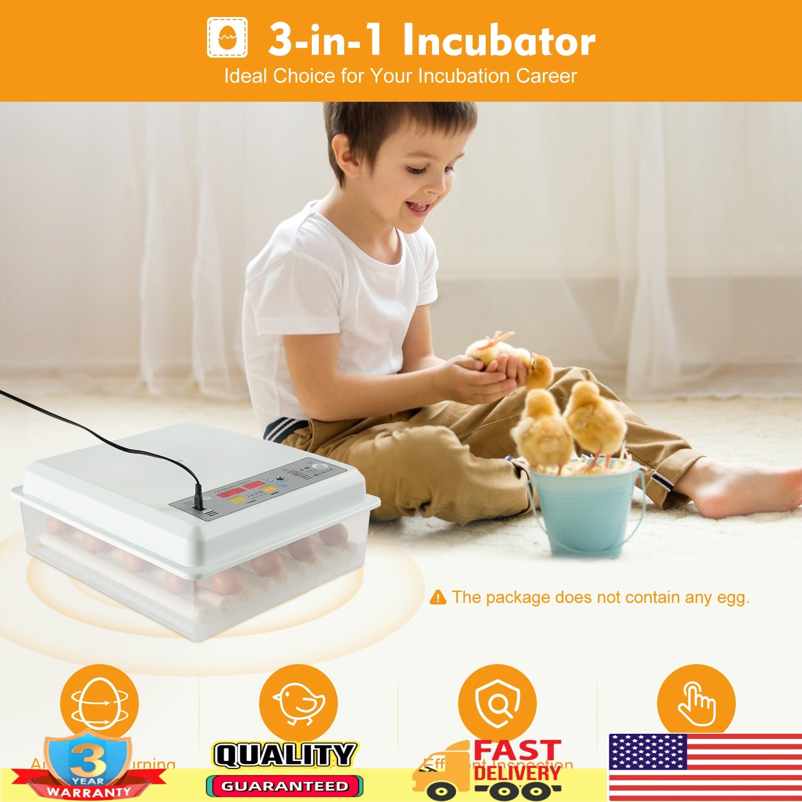 3 in 1 Egg Incubator 42 Duck Eggs Fully Digital Automatic Bird Hatcher For Farm