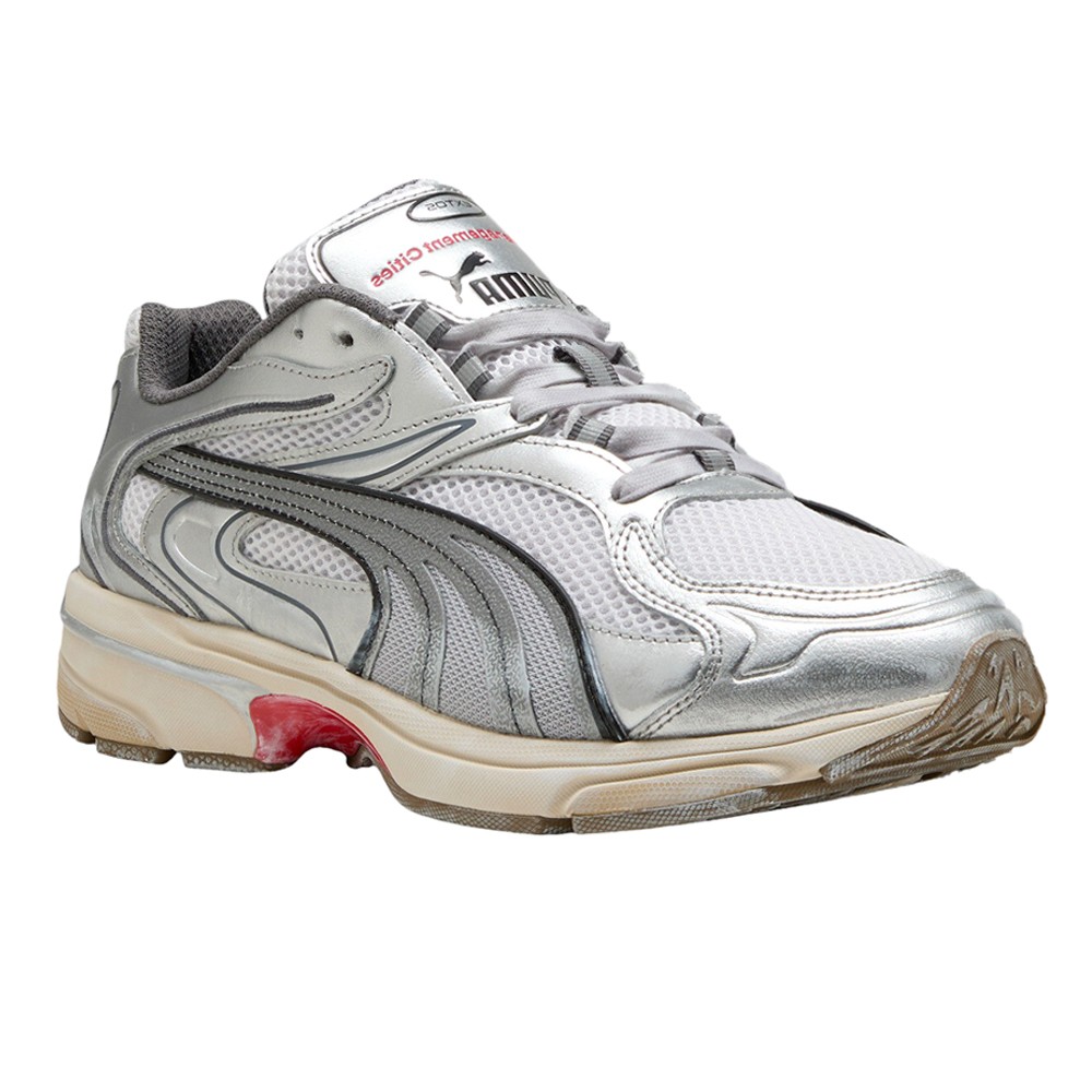 PUMA Extos Lost Management Cities Metallic Lace Up Mens Silver Sneakers Casual