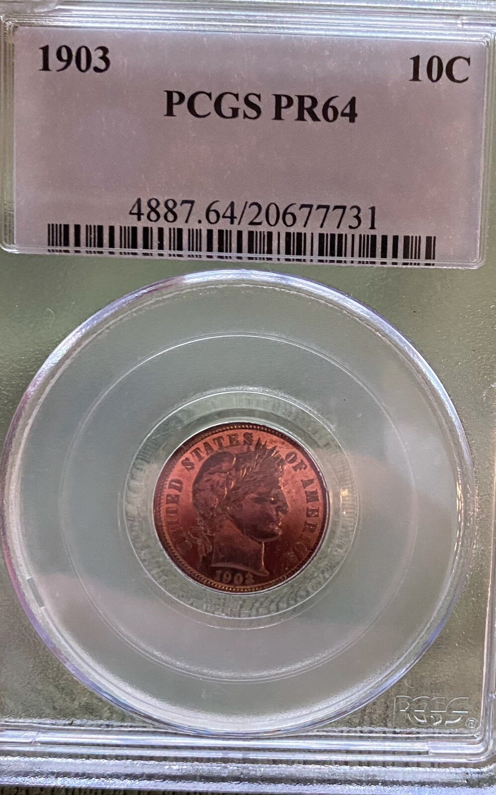 1903 Proof Barber Dime - PCGS PR64 Nice Low Mintage Only 755!  See Photos!