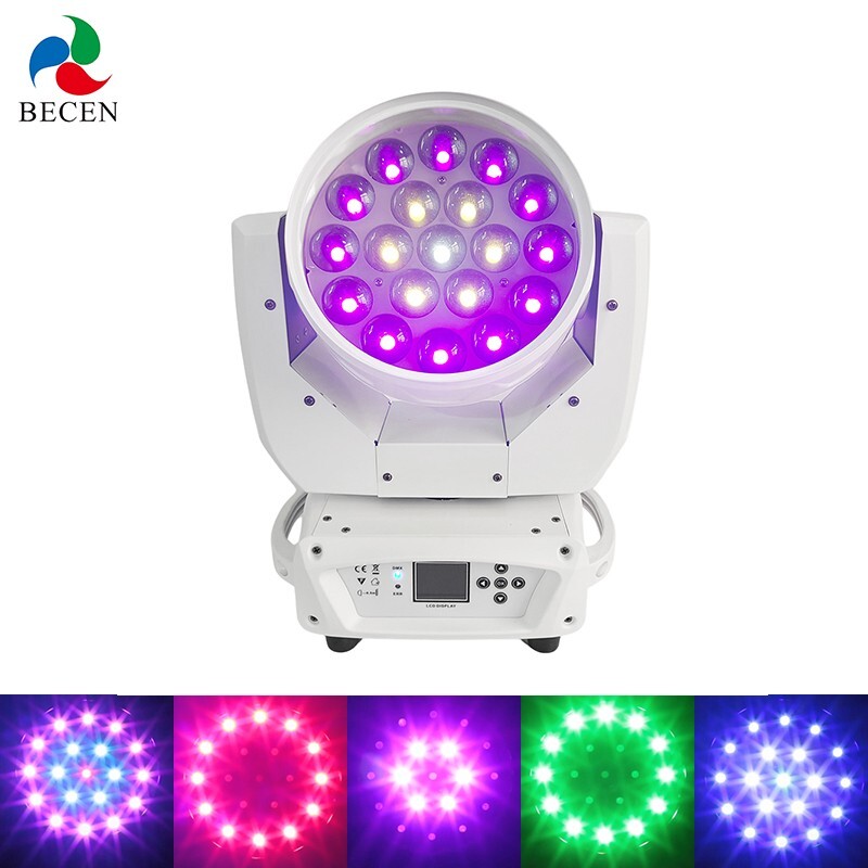 US Aura White 19 LED Moving Head Lights 4IN1 15W Wash Zoom DMX DJ Stage Lighting