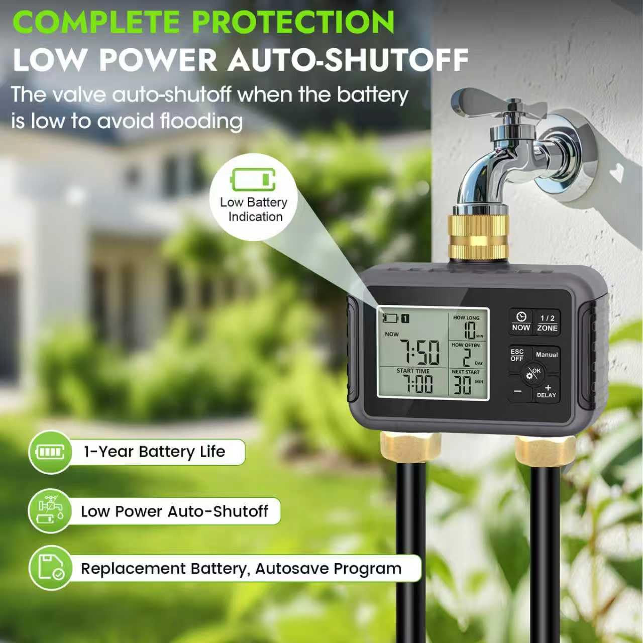 120FT Drip Irrigation System with Smart Water Timer – Automatic Garden Watering