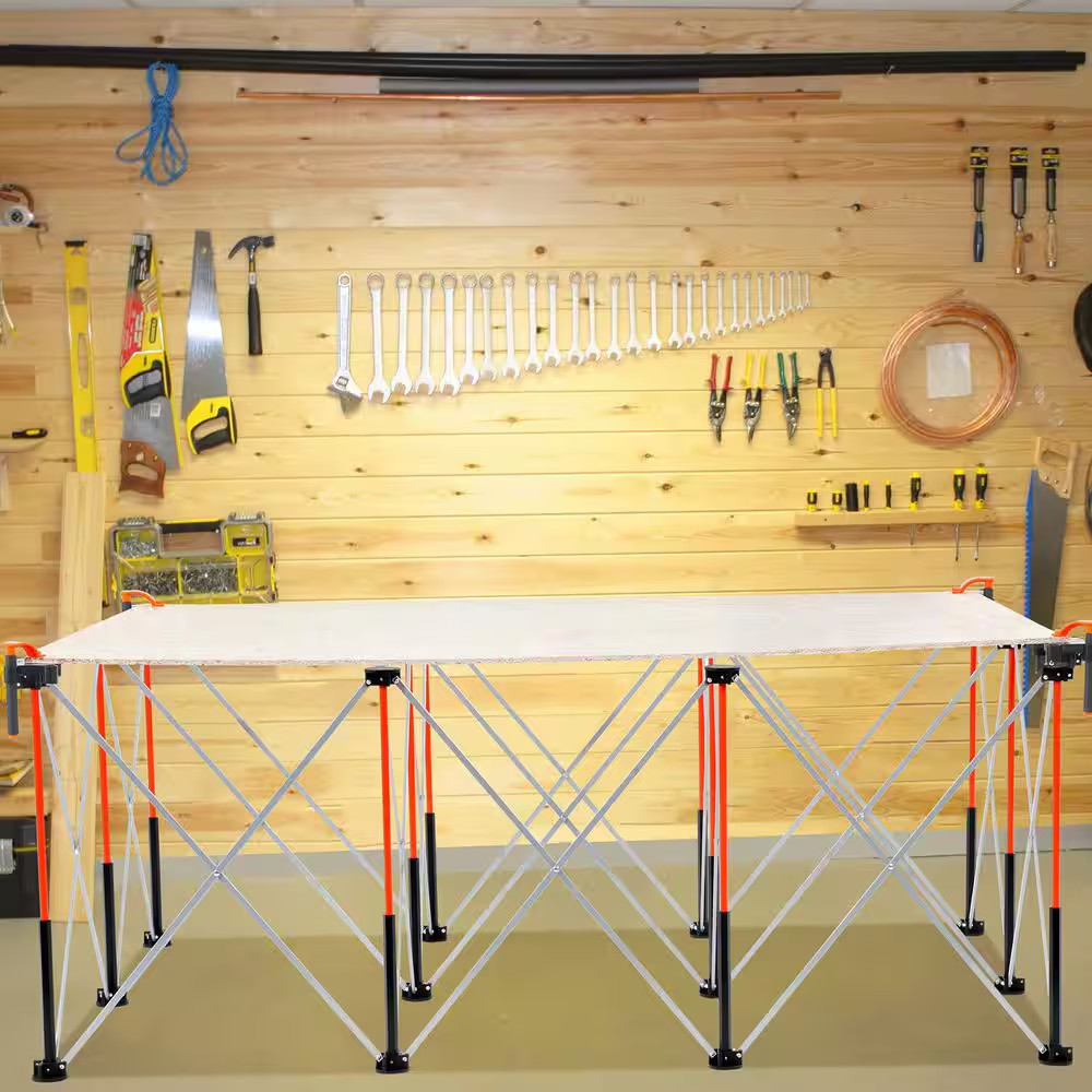 Portable Folding Workstand, 6.12 X 4.14 Ft. Collapsible Workbench, 4500 Lbs. Wei