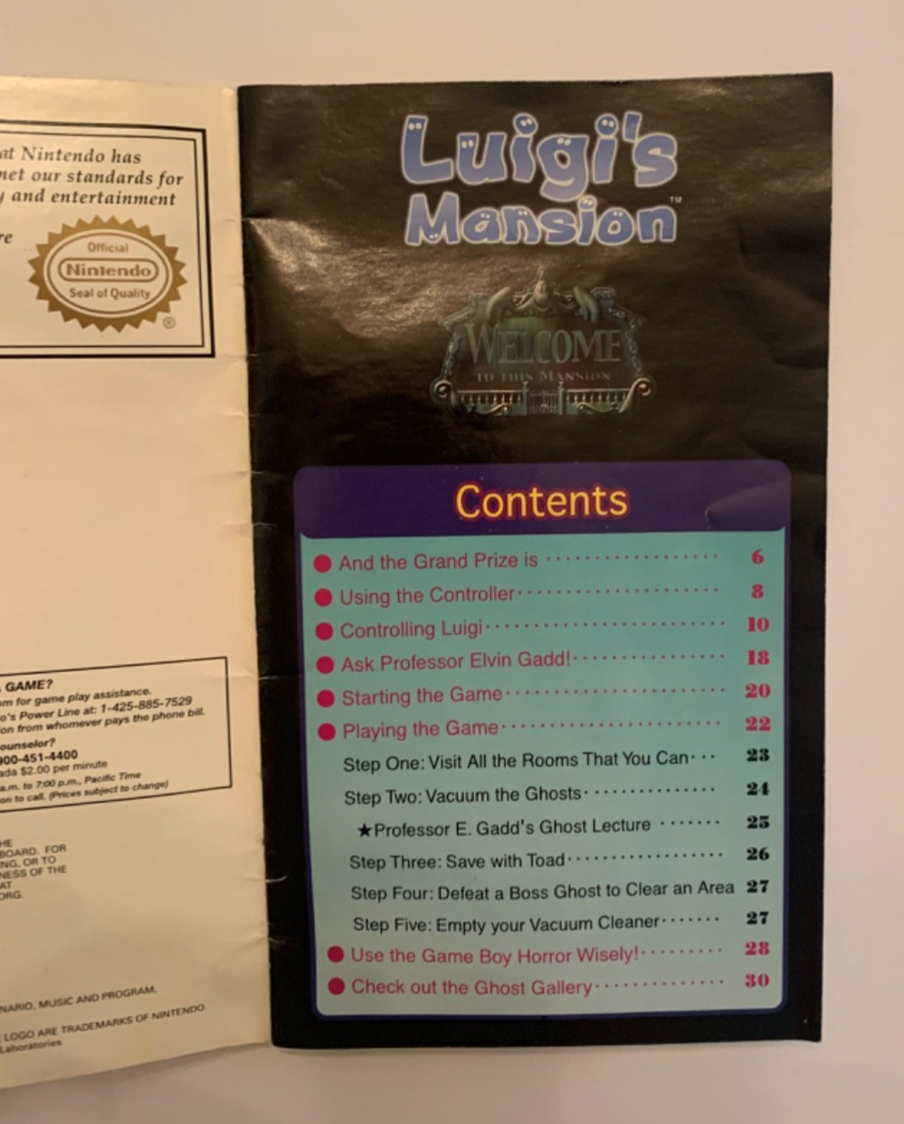 Luigi's Mansion *Manual Only* Instruction Booklet