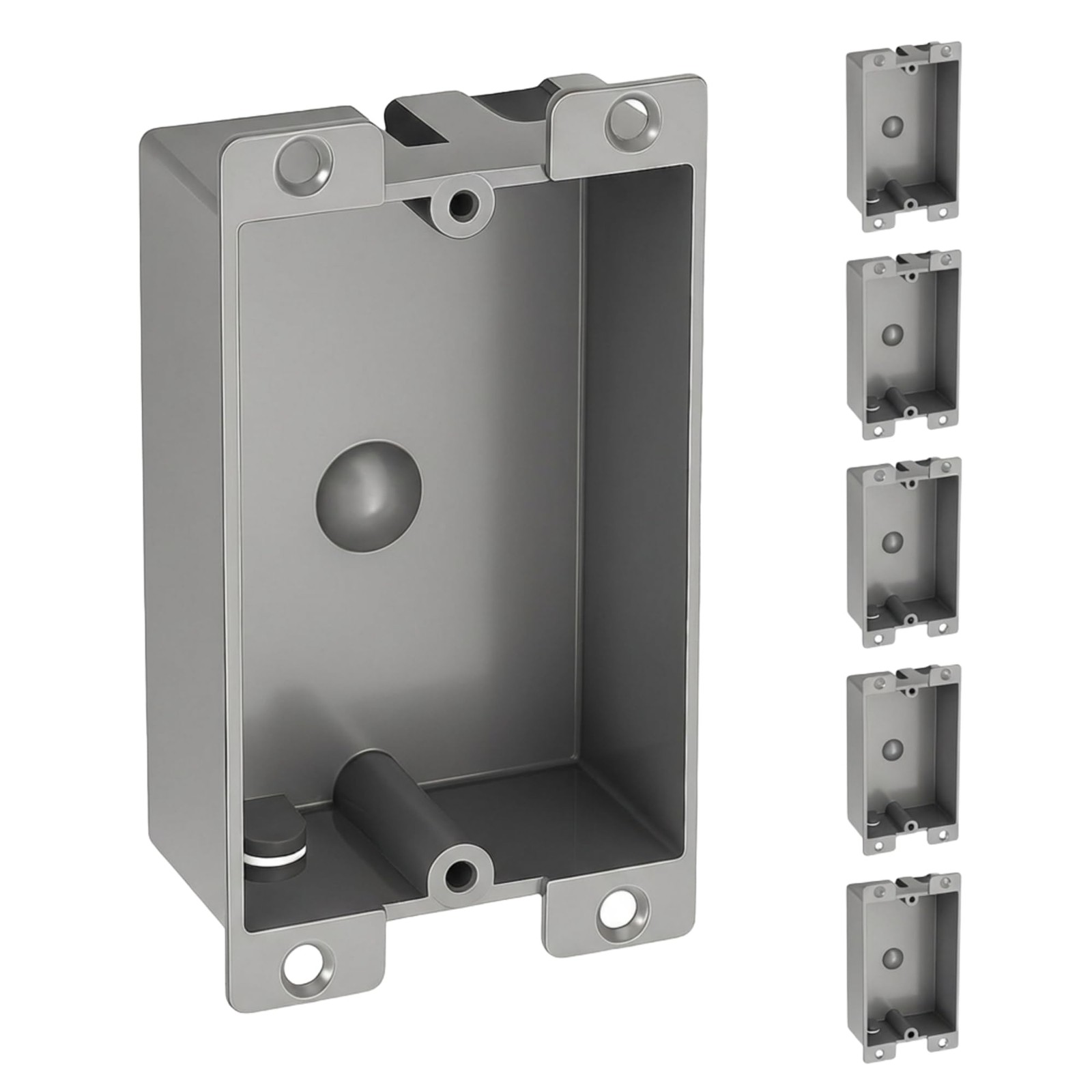 6 Pack Shallow Outlet Box 8 Cubic Single Gang Old Work Junction Grey Plastic