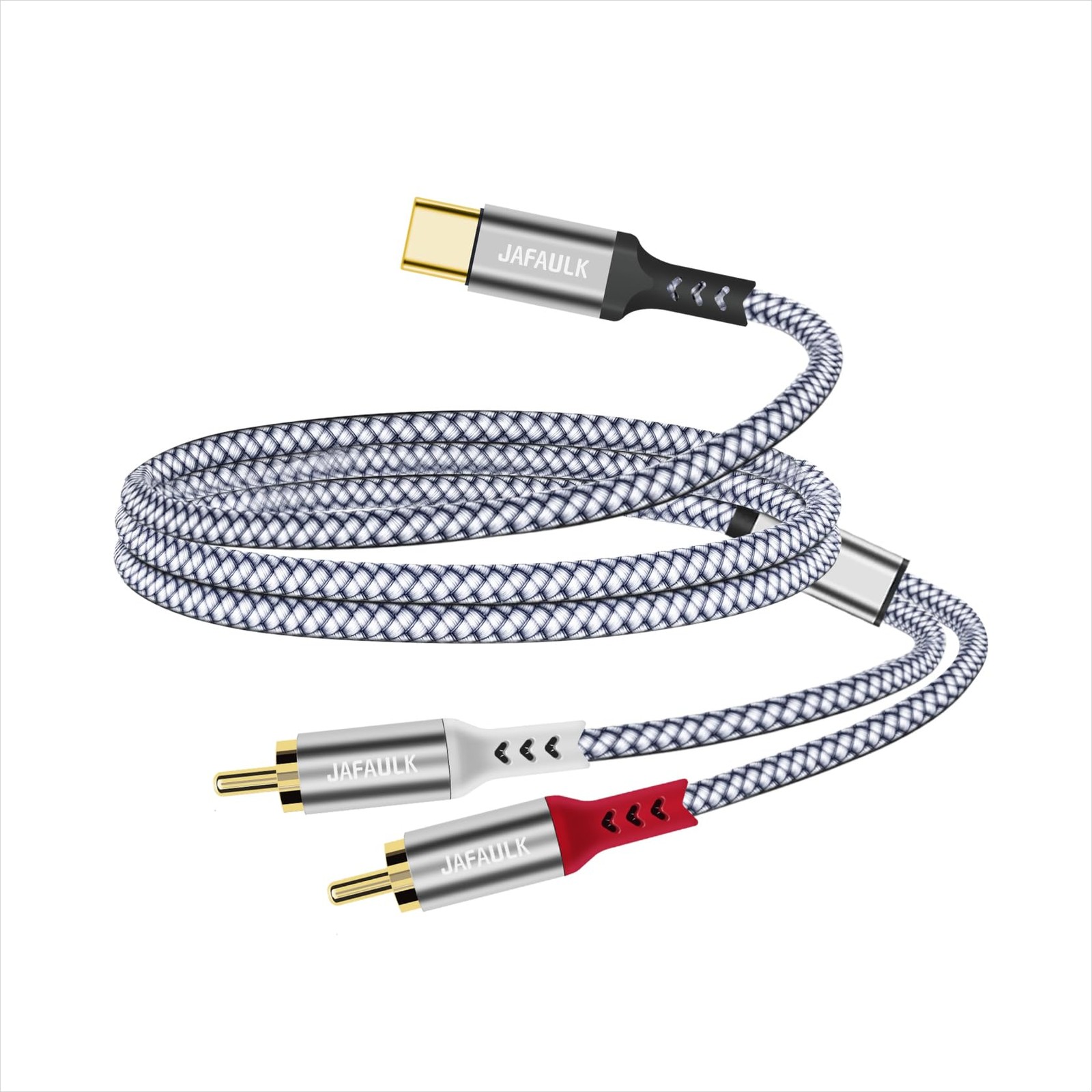 USB C to 2 RCA Audio Cable, Type C Jack Male Adapter 16.4TF, Grey