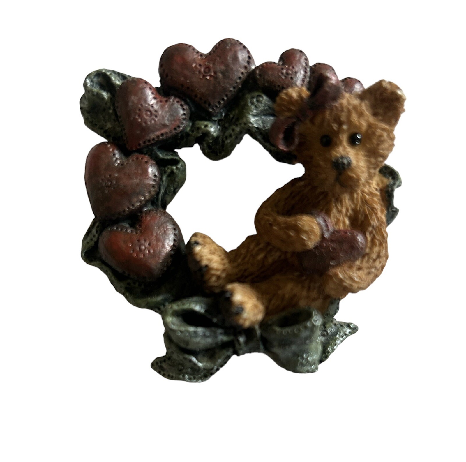 Boyds Bears Bearwear Pin 1995 Simone in Heart Wreath 2679 Hearts Valentines Day