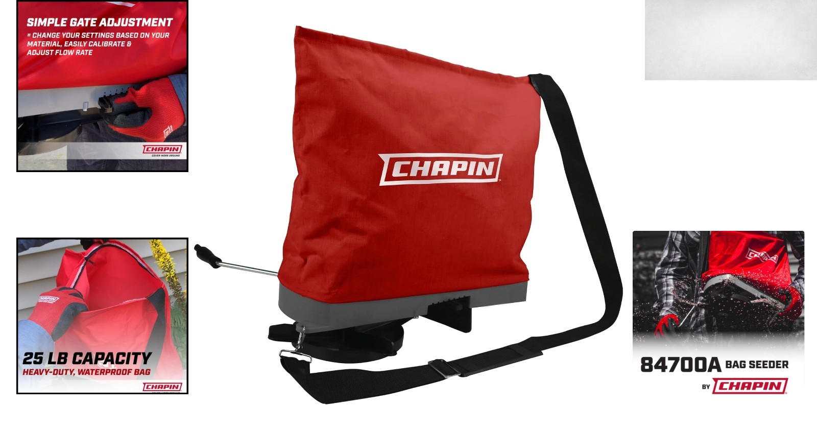 Chapin 25 lb Handheld Seed Spreader - Waterproof Bag & Adjustable Strap in Red