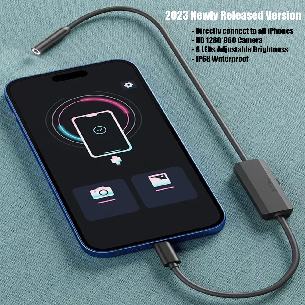 8mm 8LED Endoscope Inspection Camera For iPhone/iPad/iOS System Borescope Cable