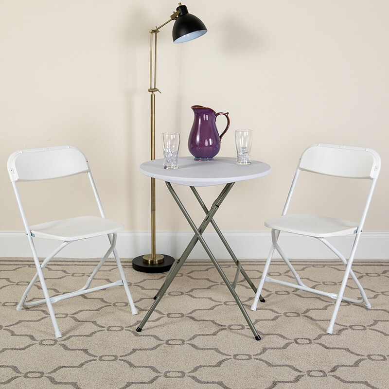 (50 PACK) 650 Lbs Weight Capacity Commercial Quality White Plastic Folding Chair