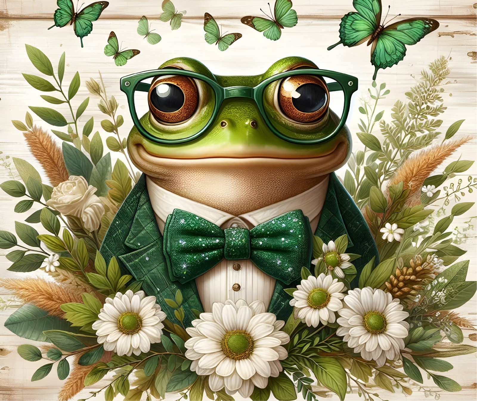 FROG BOW TIE BUTTERFLY DAISY GENTLEMAN COMPUT MOUSE PAD 9.25 X 7.34 INCES