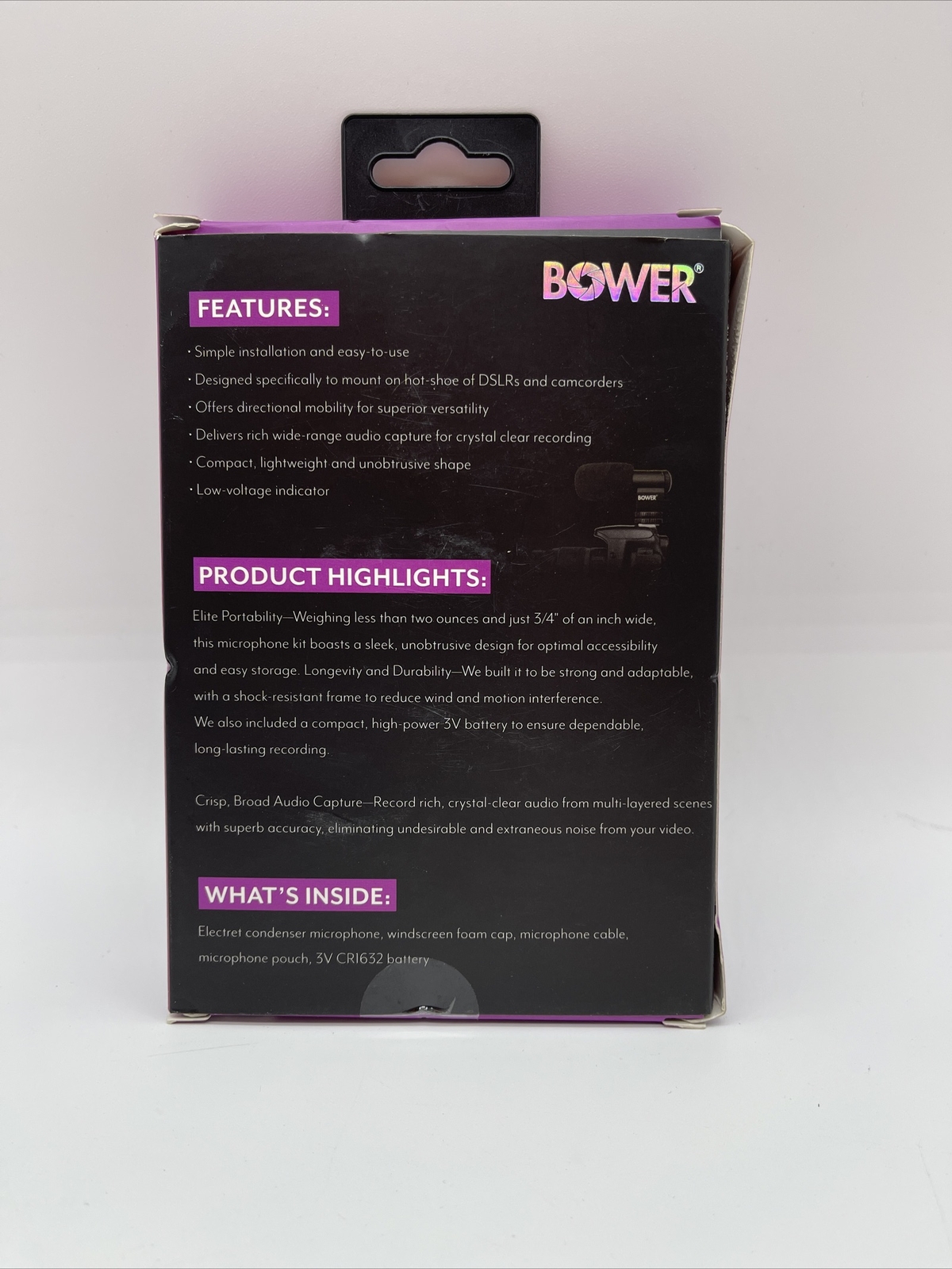 Bower microphone Professional On-Camera Brand New.