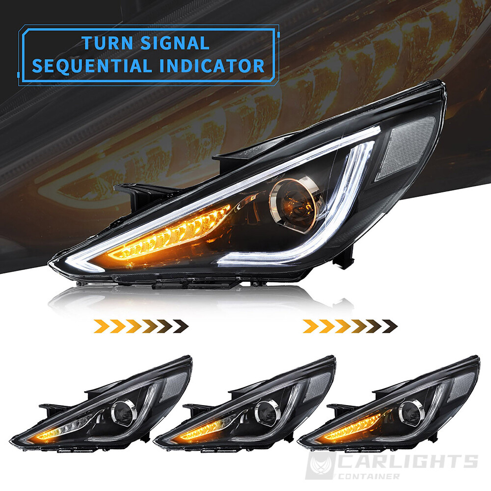 For 2011-2014 Hyundai Sonata VLAND Headlights+Tail Lights+LED Kits w/Sequential