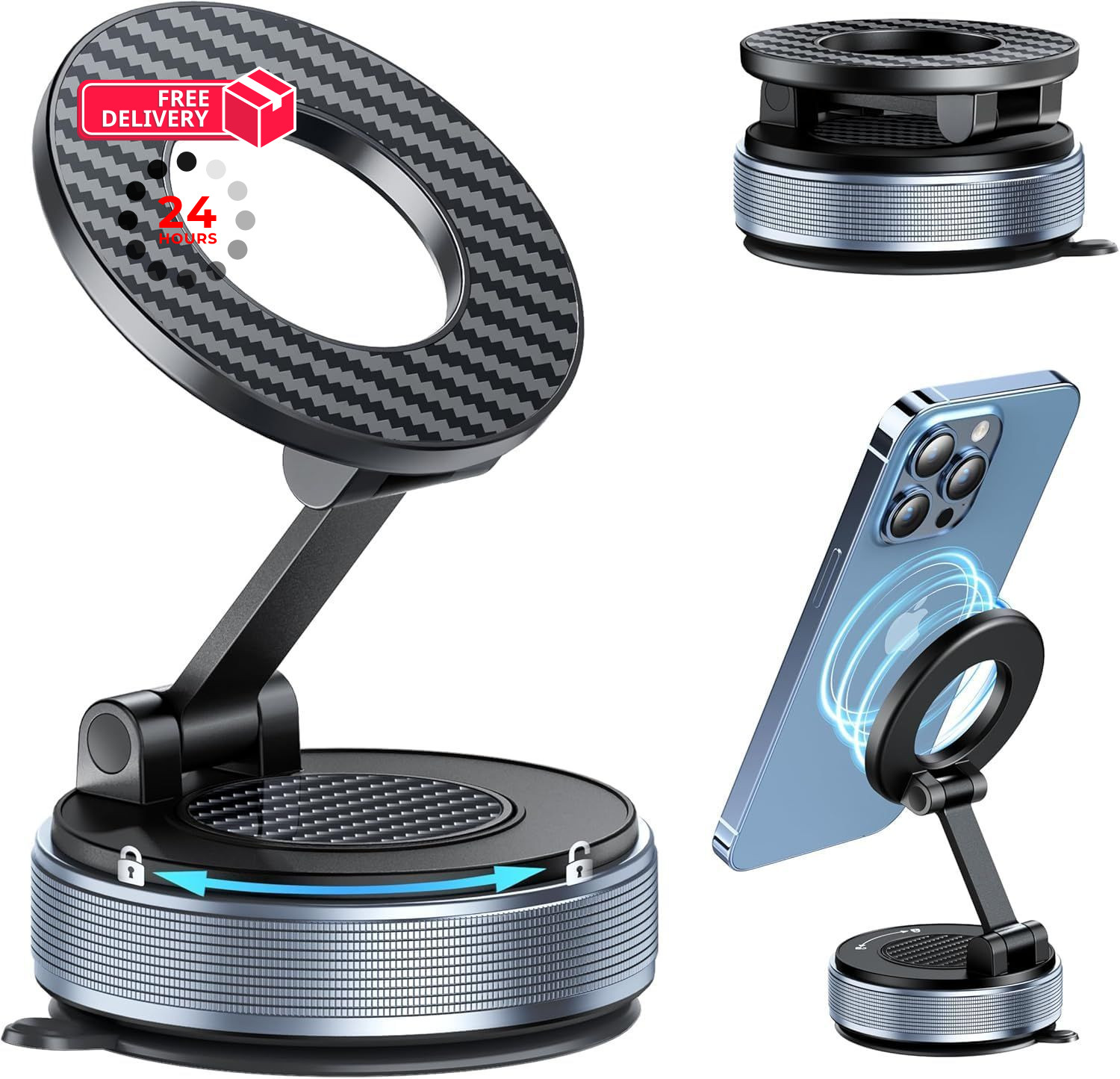 KSYER Car Phone Holder for Magsafe [Strongest Suction & Carbon Black