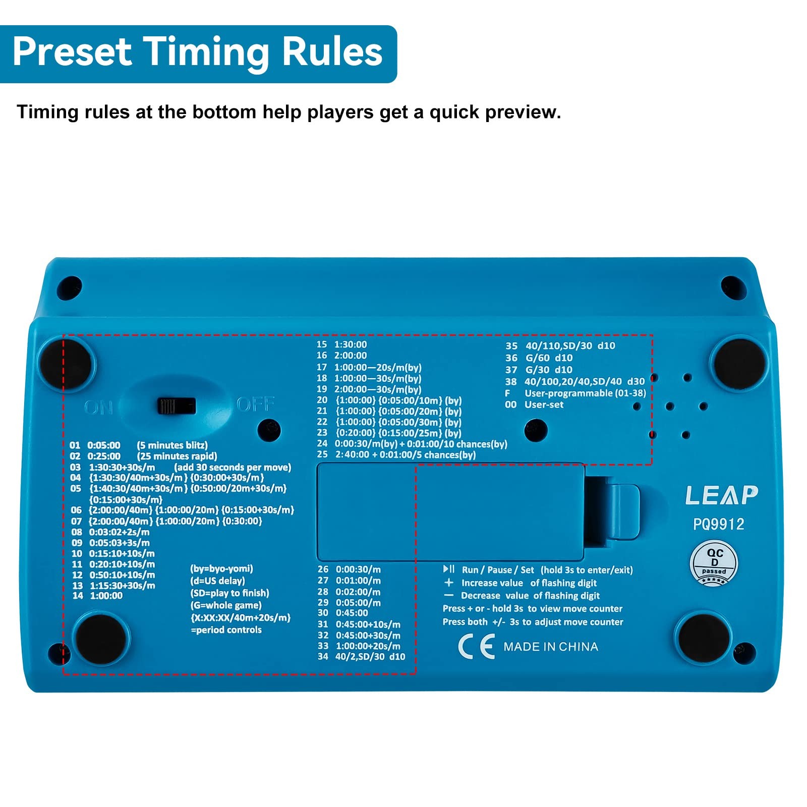 LEAP Chess Clock Advanced Digital Chess Timer 7 Type 38 Timing Set Modes