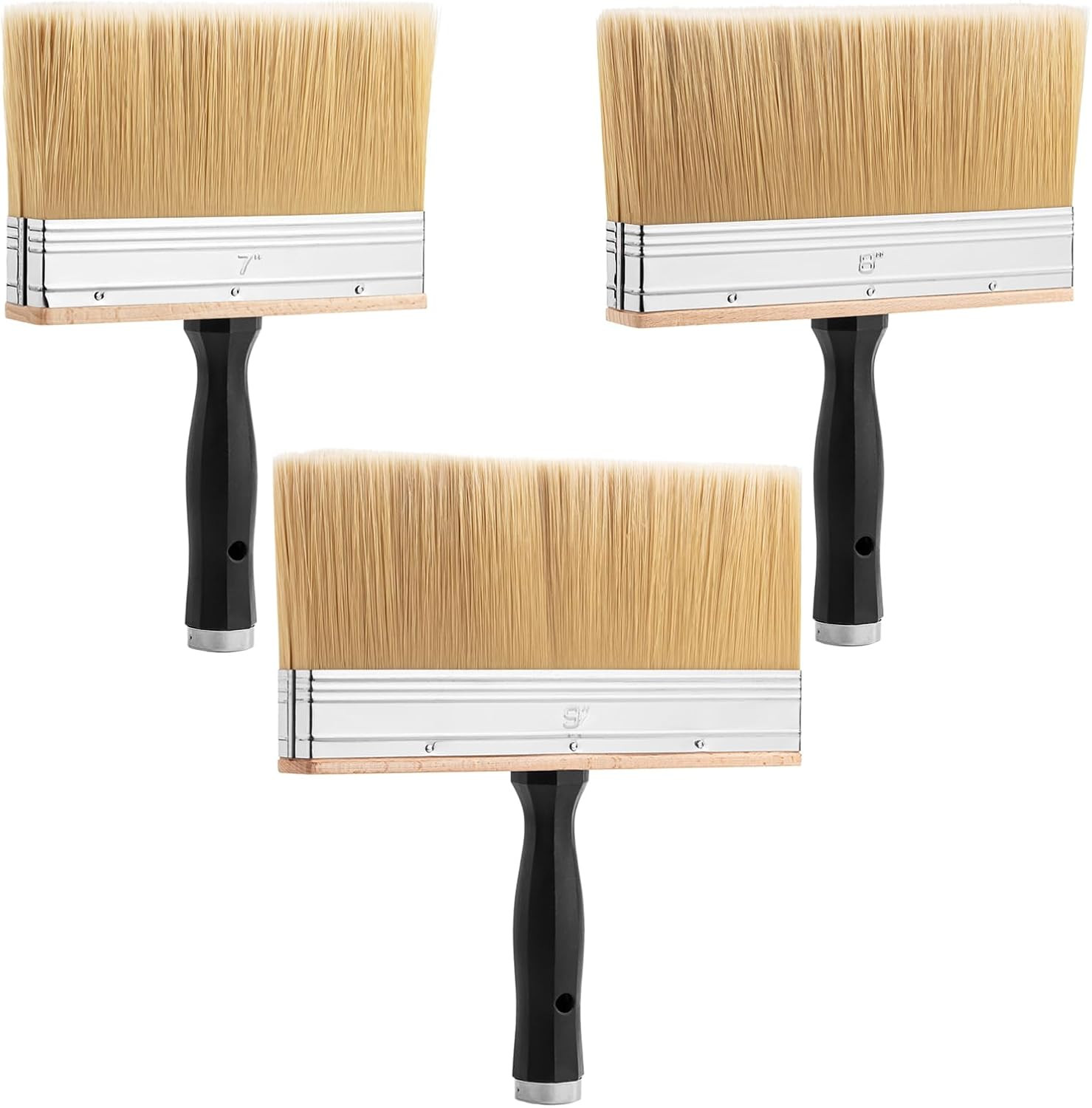 3 Pack Deck Stain Brush, 7'', 8'', 9", Stain Brushes for Wood, Deck Brush Paint