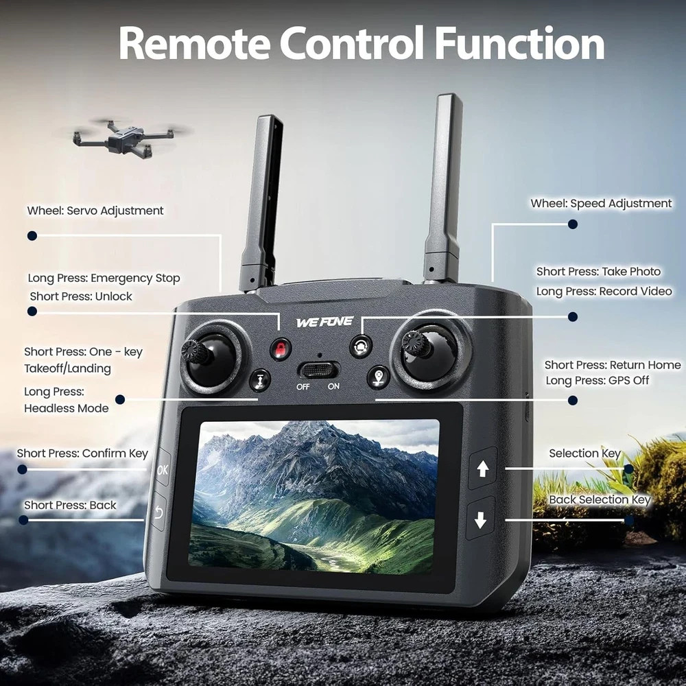 Drones with Camera for Adults 4K, WF33 GPS Foldable FPV Drone 4.5" Gray