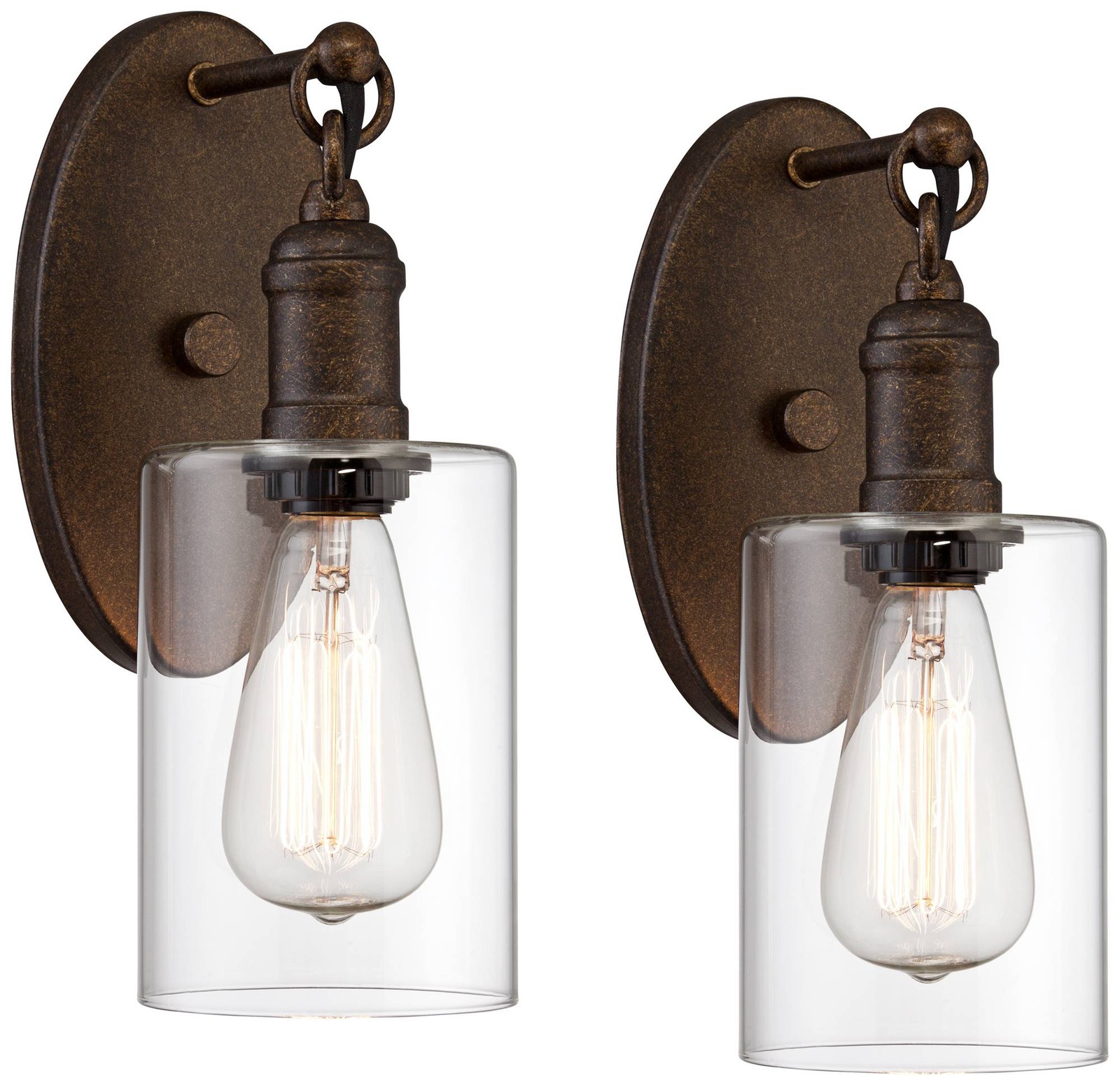 Cloverly Wall Light Sconces Set of 2 Bronze Hardwired 4 1/2" Fixture LED Bedroom