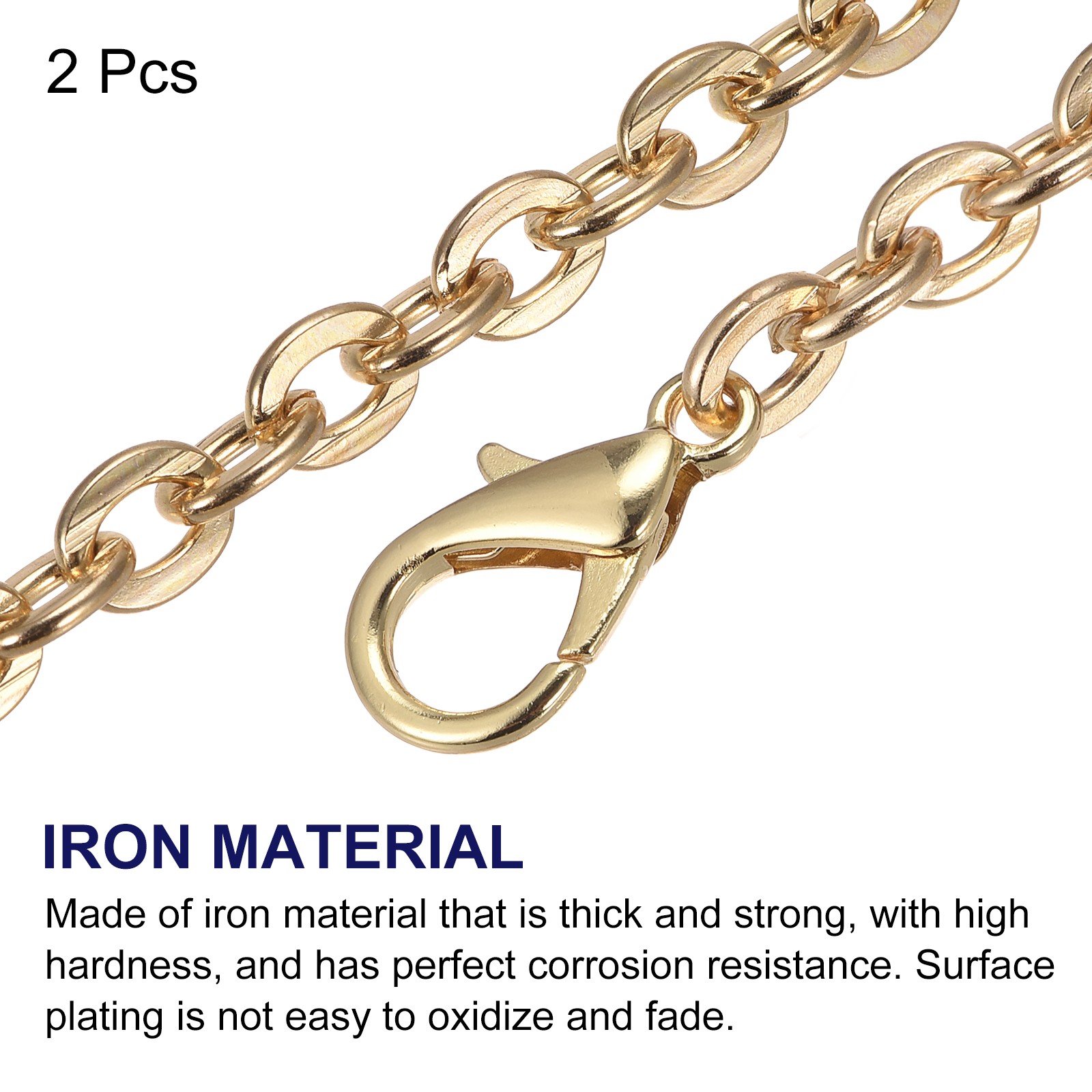 16"x0.22" Purse Chain Strap, 2Pcs Purse Handle Shoulder Replacement Strap Gold