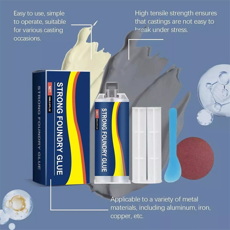 2 PACK Strong Foundry Glue,Metal Repair Glue, AB Metal Glue Heary Duty Weld 85ml