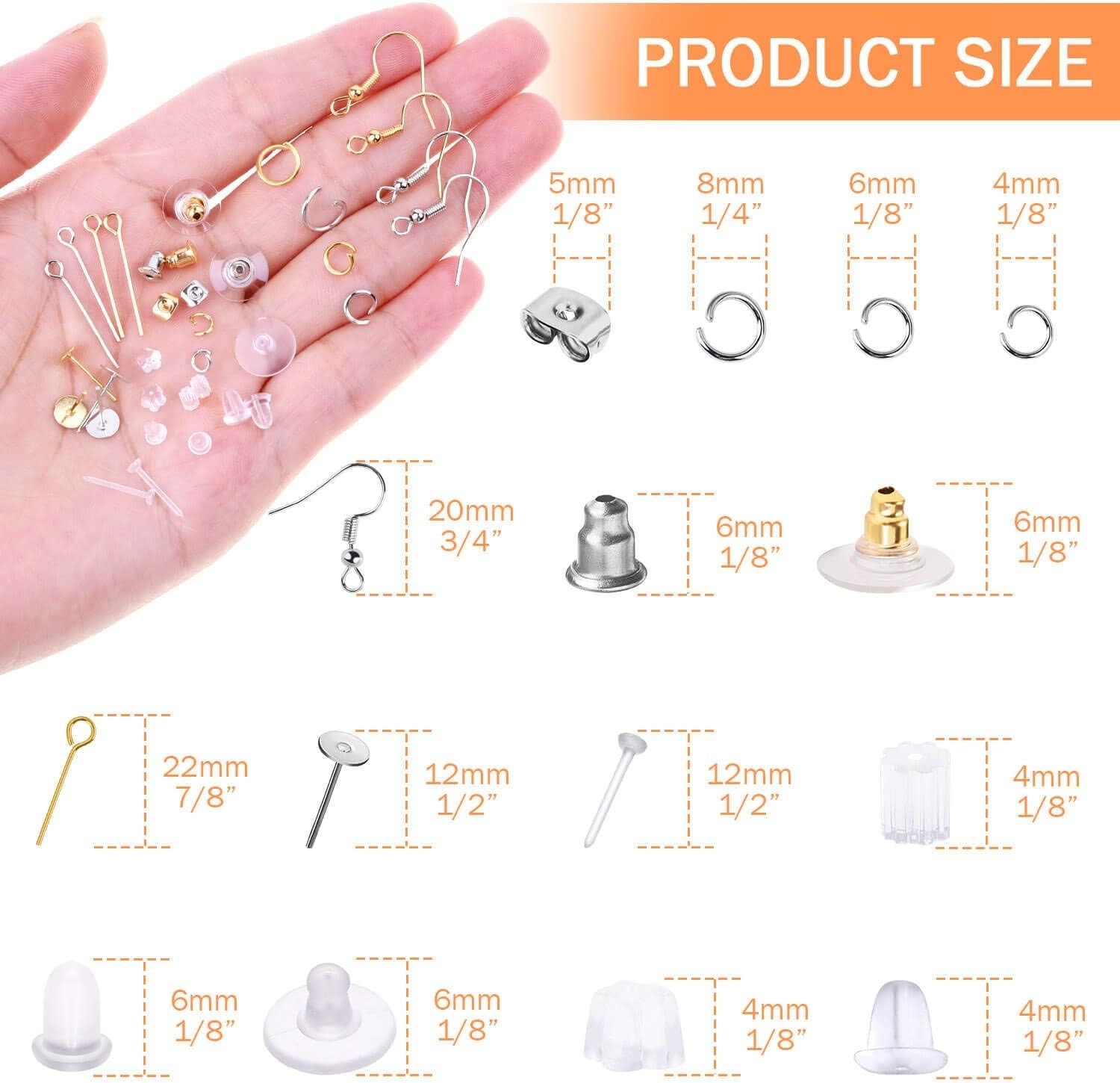 Earring Making Kit with Earring Hooks Findings, Earring Backs Posts, Jump Rin...