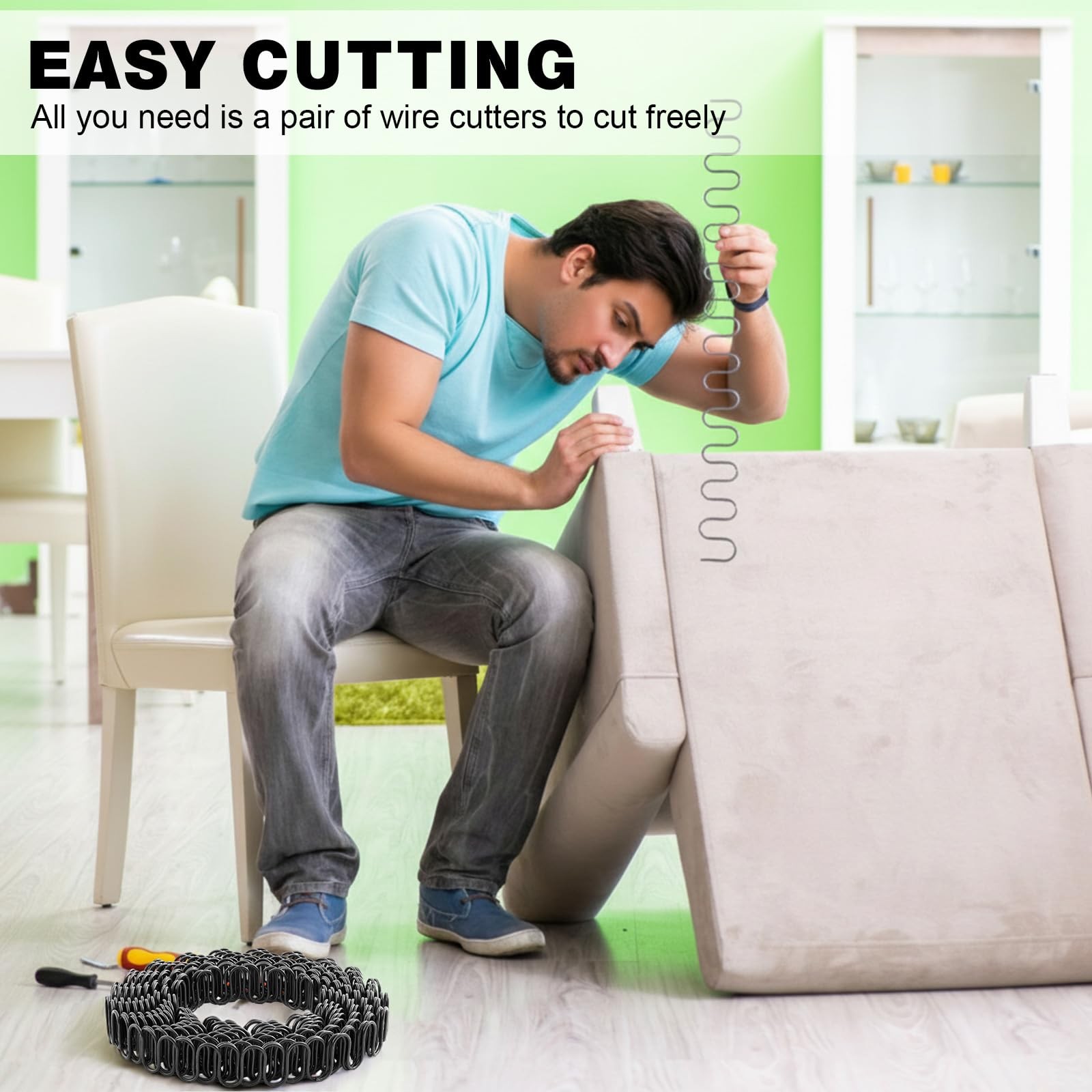 Otoolling 1 Roll 42 Feet Zig Zag 8 Gauge Upholstery Springs, Sinuous Springs ...