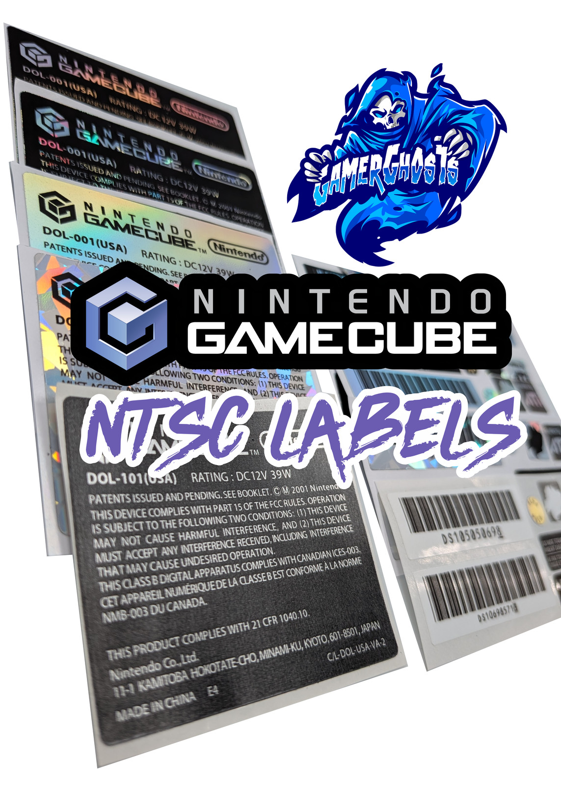 Nintendo GameCube Console Label / Decal / Sticker Set - USA / CAN - NTSC