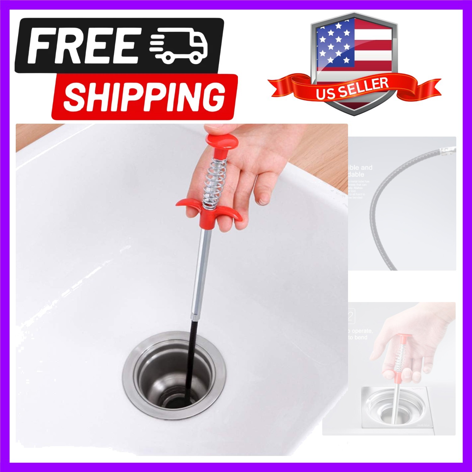 Lightweight Flexible Grabber and Claw Tool for Kitchens and Bathrooms - 0.57m