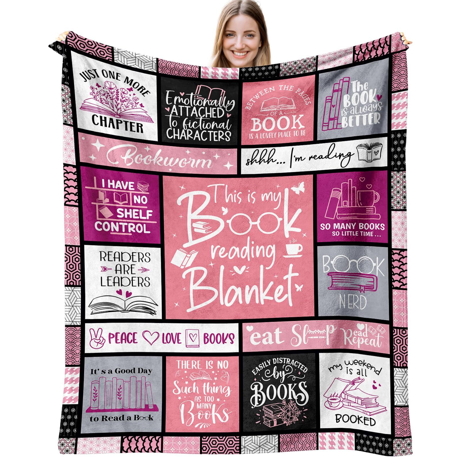 Christmas Book Lovers Gifts Blanket 60" x 50" Xmas Gifts for Book Lovers Wome...