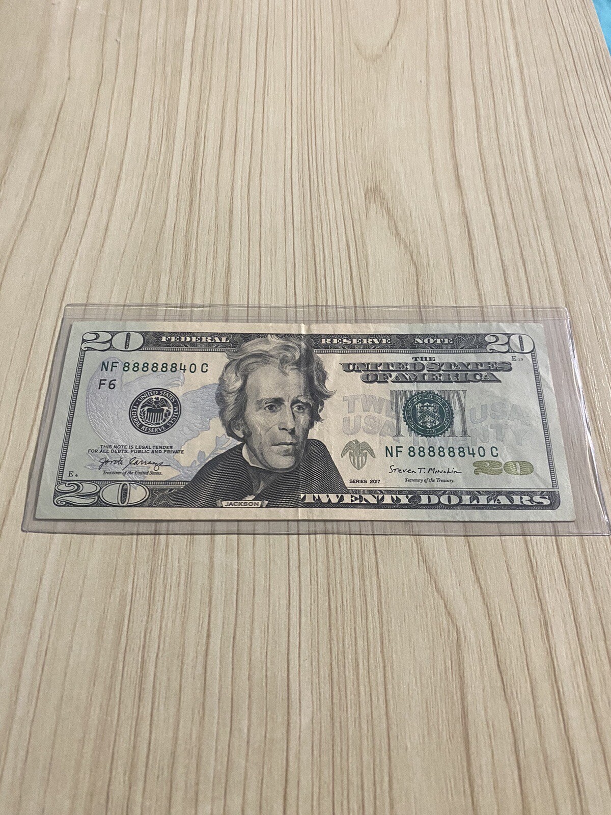 2017$20 Fancy Serial Numbers 88888840 Vf