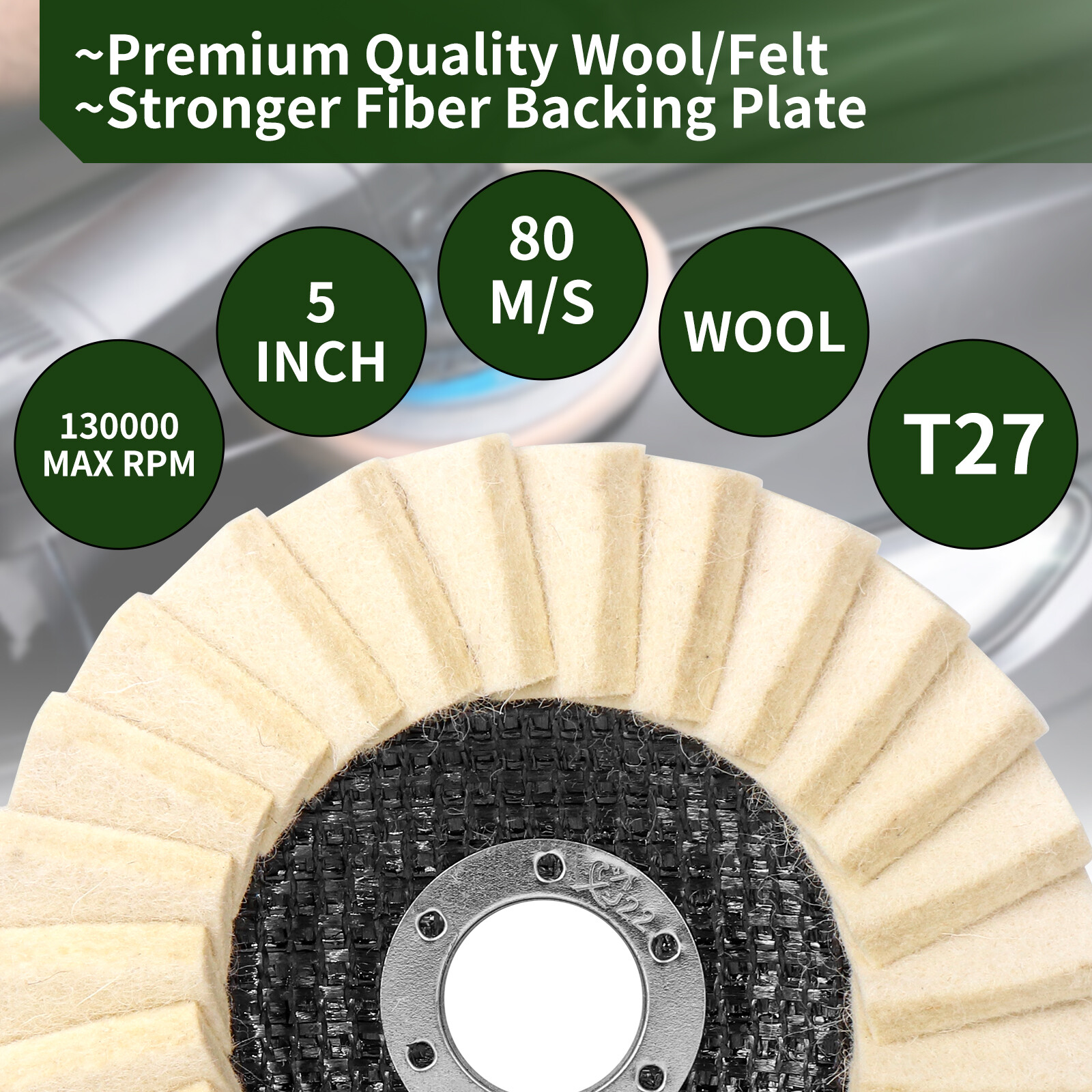 5" Wool Felt Flap Disc Metal working Polishing Buffing Wheel For Angle Grinder