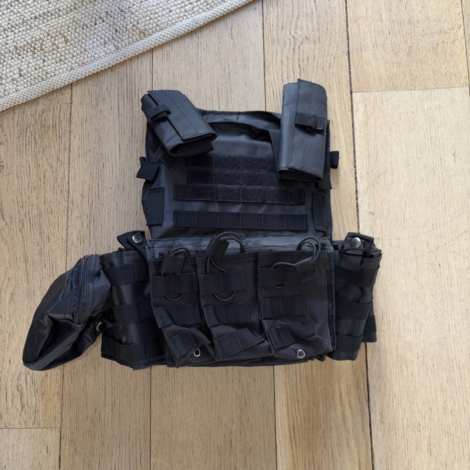 Unbranded Black MOPC-Style Plate Carrier With 3x Magazine , IFAK, & Radio Pouch