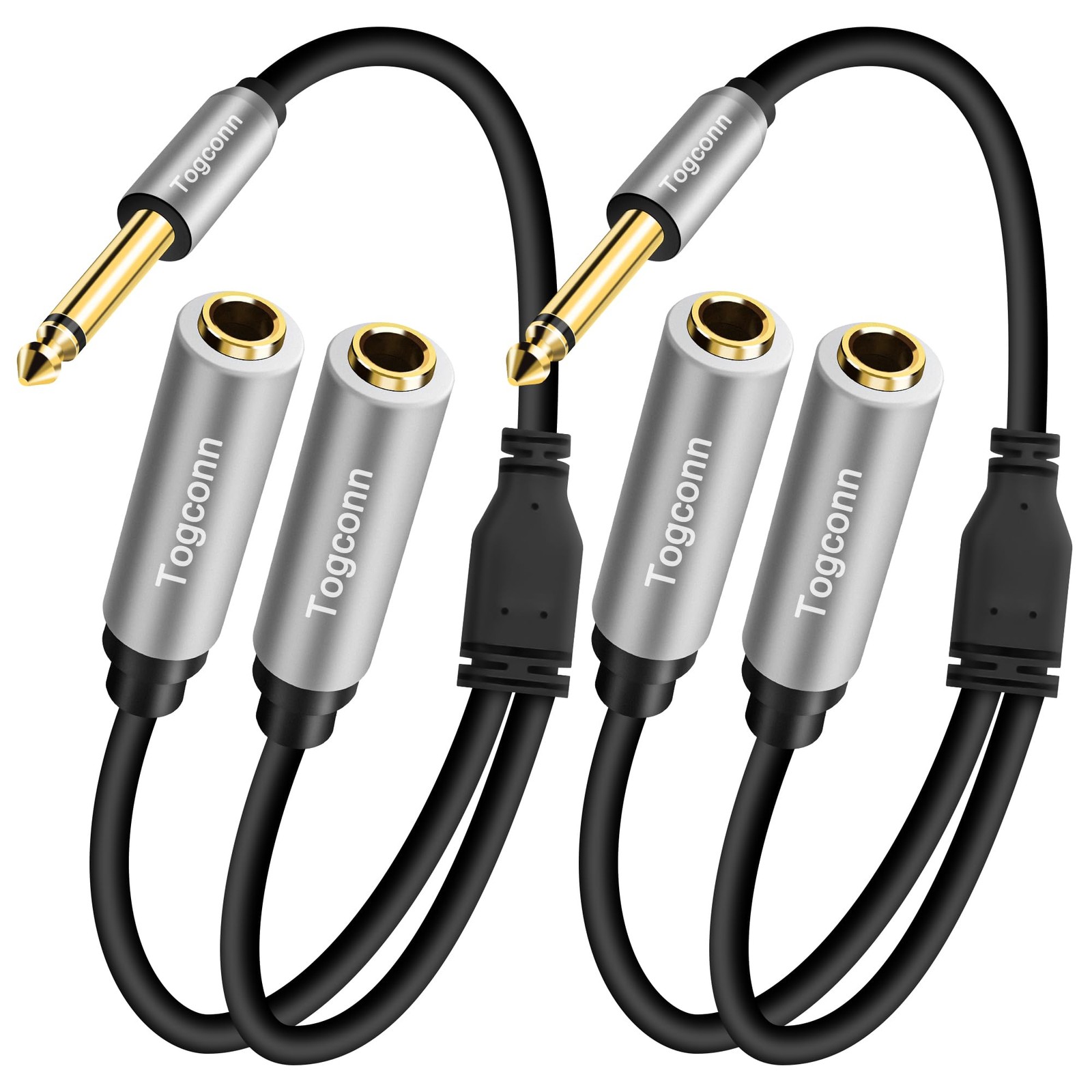 Togconn 2-Pack 1/4 inch TS Mono 2 Pack, 6.35mm Male to Dual Female