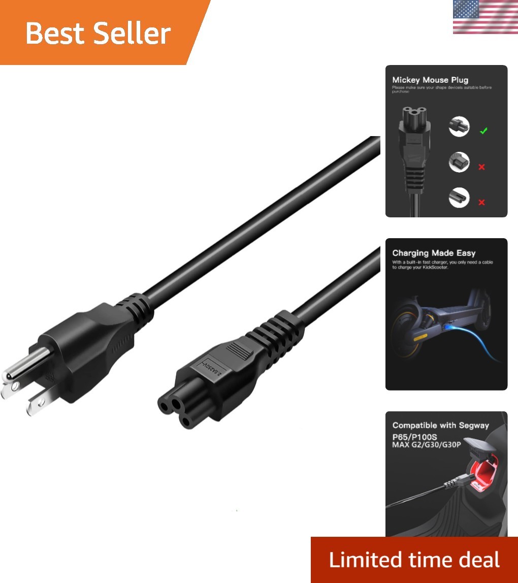 Pure Copper 10ft Charging Cable for Ninebot MAX G Series - Reliable & Efficient