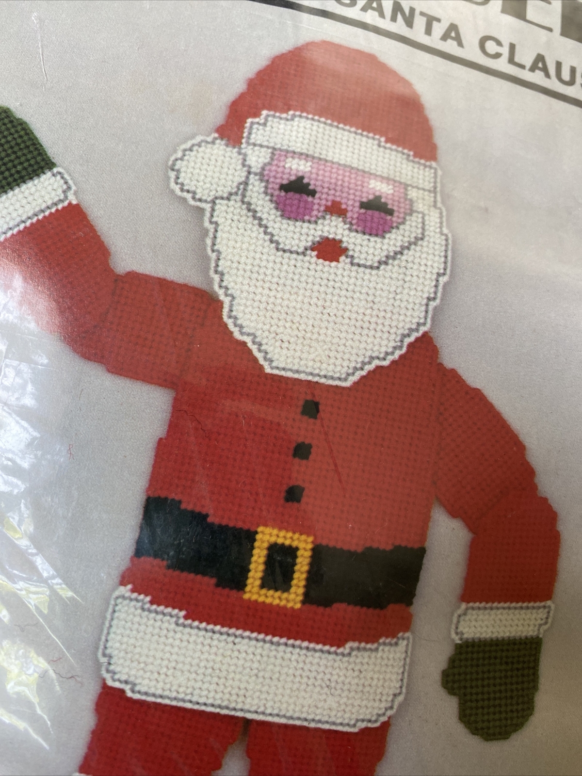 Vintage 80’s Sealed Ala Mode Plastic Canvas Cross Stitch Kit Movable Santa Claus