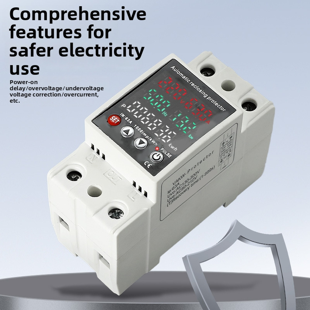 Voltage Safety Meter with AC80 300V Operating Range and 63A Load Capacity