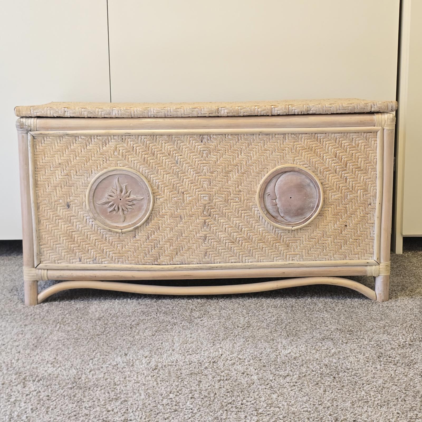 Vintage Rattan Sun and Moon Chest