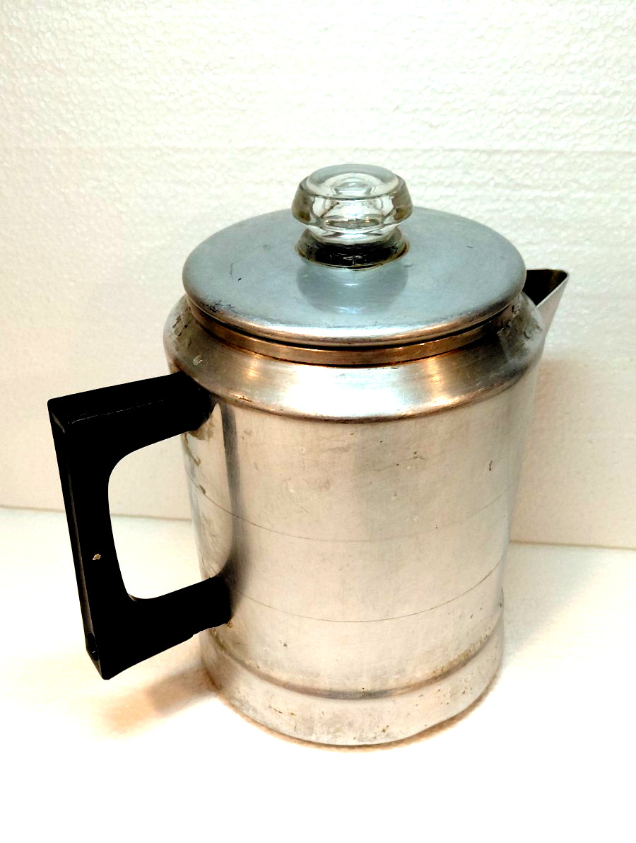 Vintage Comet 7 Cup Aluminum Coffee Pot Percolator W/Glass Knob Top