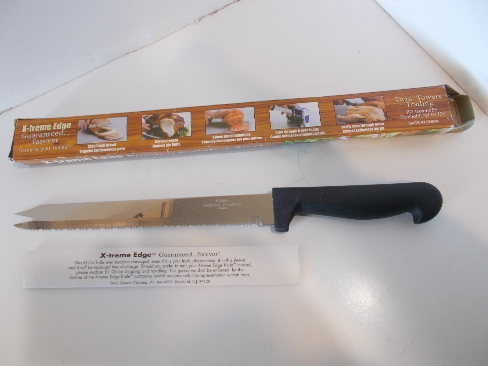 X-treme Edge Cutlery Knife Surgical Stainless Steel Twin Towers Trading NJ NEW