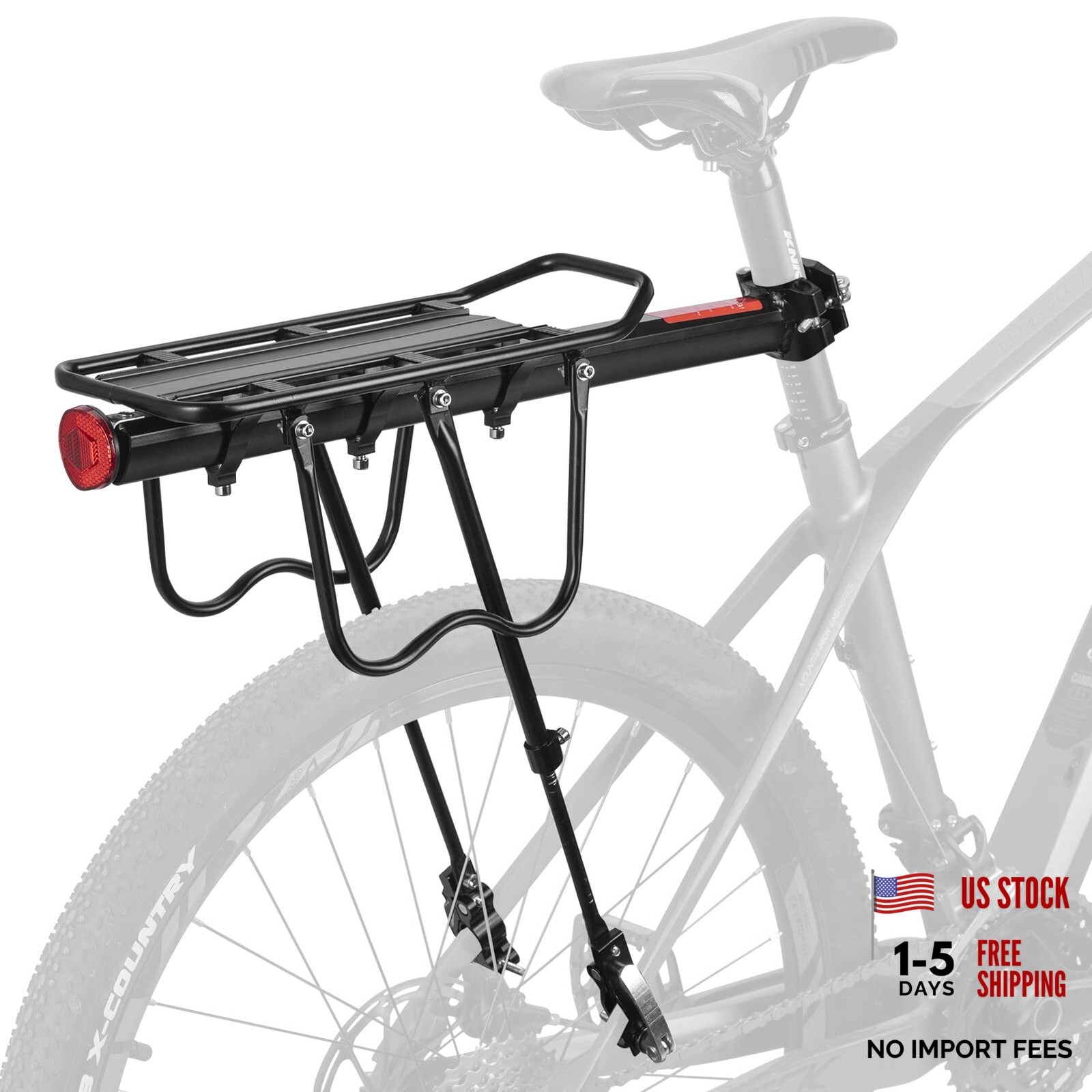 Rear Bike Rack Bicycle Cargo Rack Full Quick Release Adjustable Bicycle Black