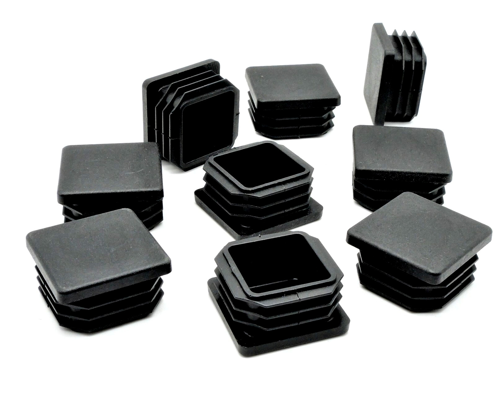 1-1/2" Black LDPE Square Tube End Plugs Press-In Caps 16 Pack USA