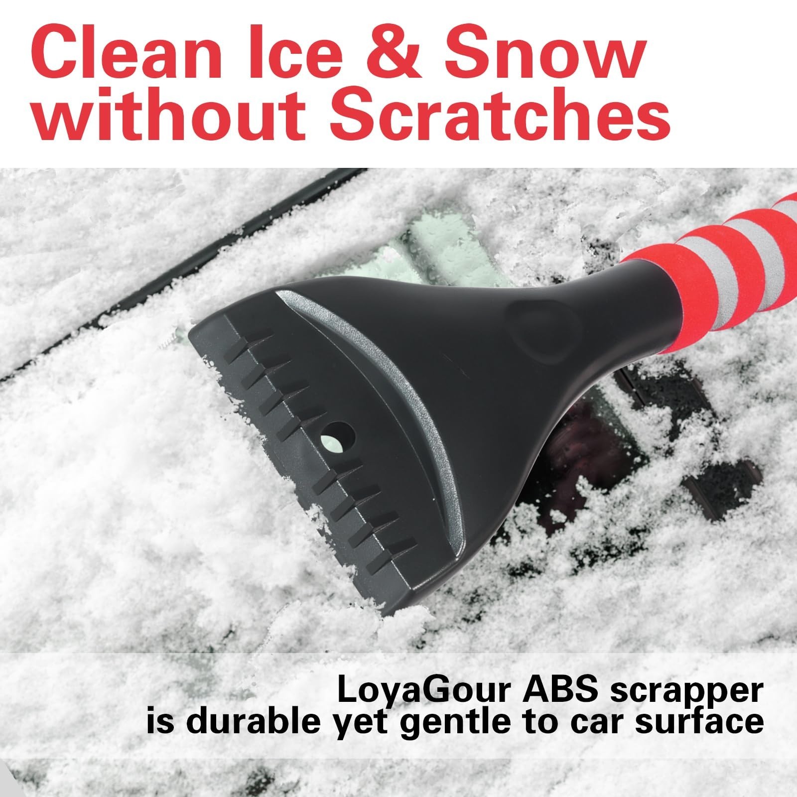 2-in-1 Snow Brush & Ice Scraper for Car Windshield - 26.4" Deicer Tool, 2 Pack