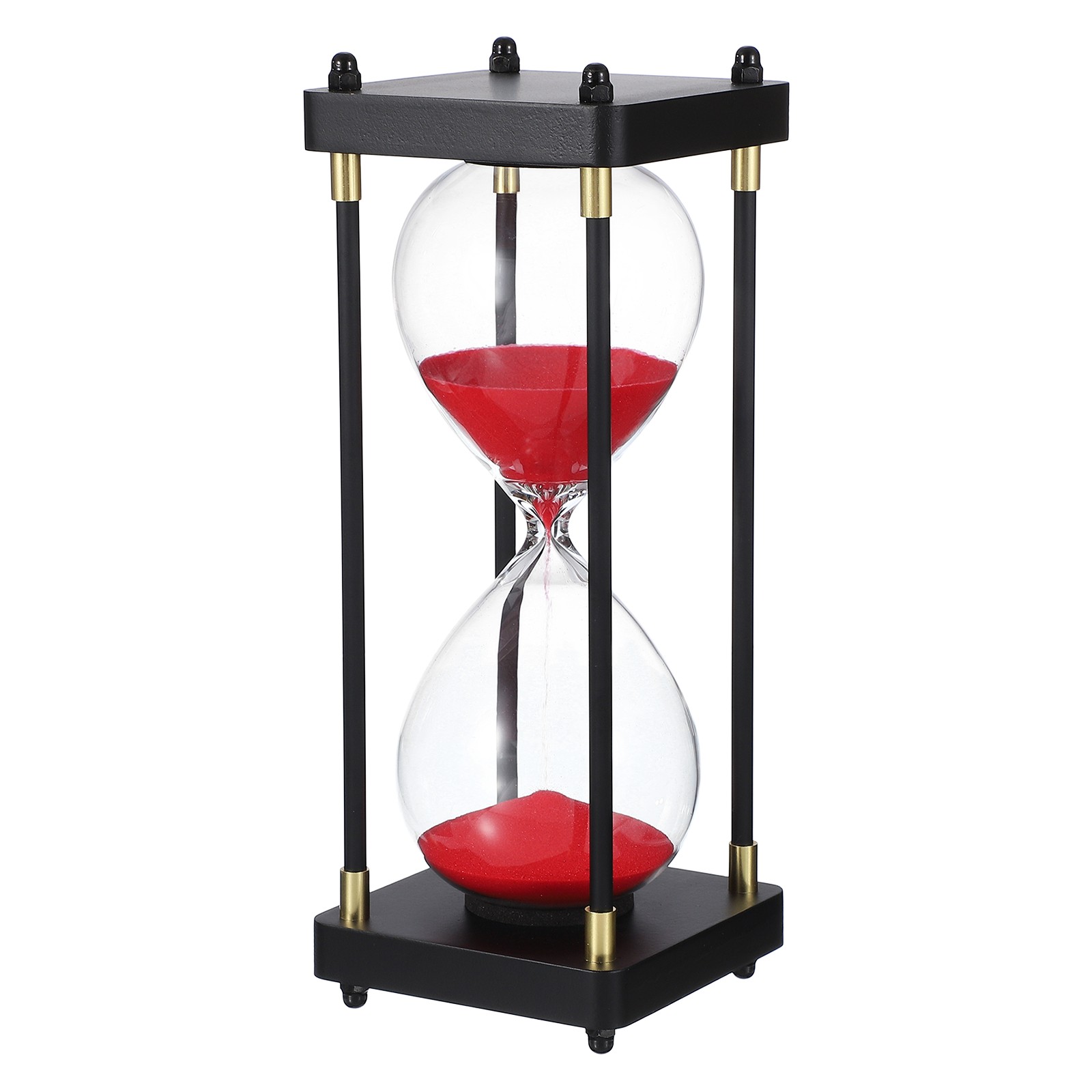 Large Decorative Sand Timer, 60 Min Modern Wooden Hour Glass, Red(Style 1)