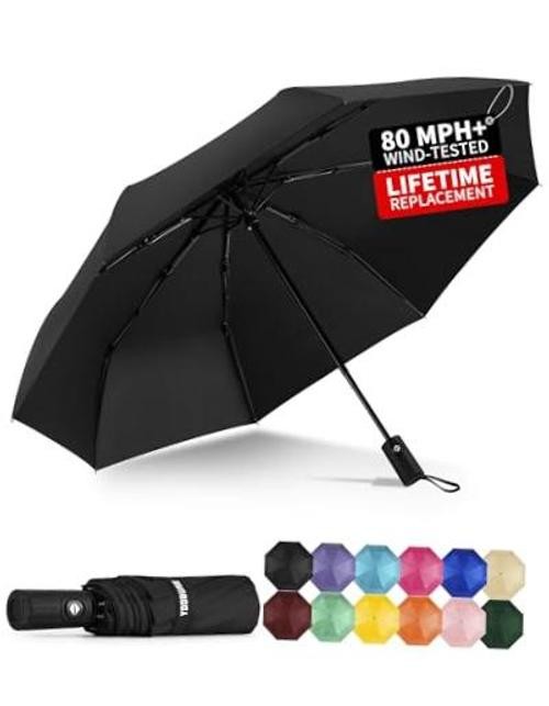 Windproof Automatic Travel Umbrella, Compact Folding UV Sun & Rain | One