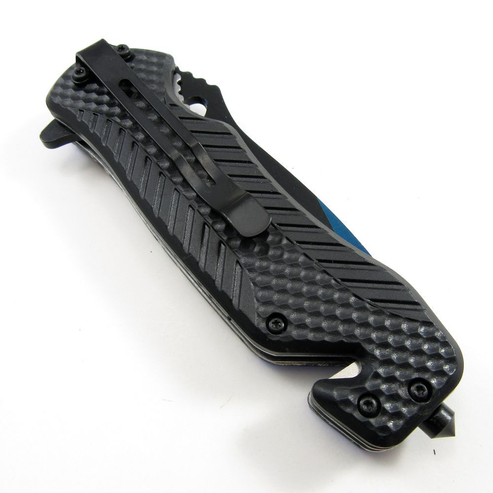 NEW Pocket Knife Spring-Assist Folding Blue Black Blade Camo Hunter Tactical EDC
