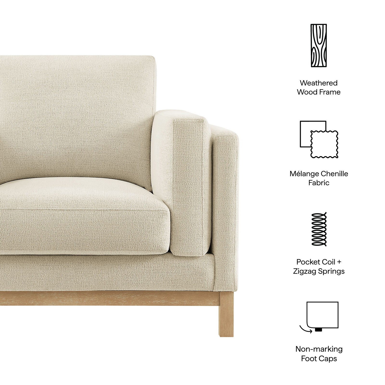 Roscoe Fabric Armchair in Ivory
